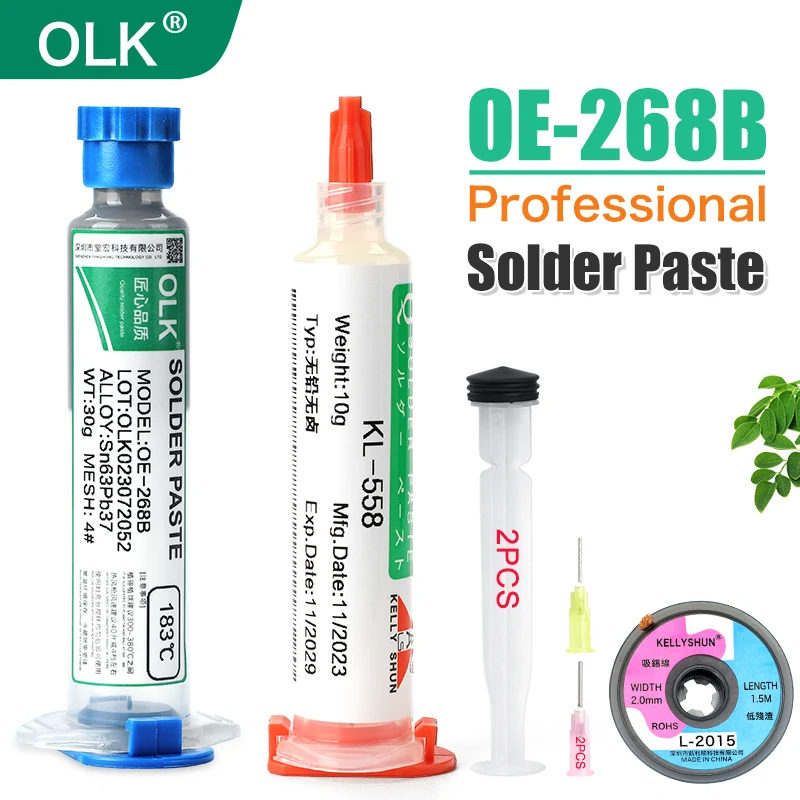 OLK Syringe Solder Paste 183℃ SMD Solder Flux Paste For Mobile Phone IC CPU BGA SMD Phone Repair Tin Paste