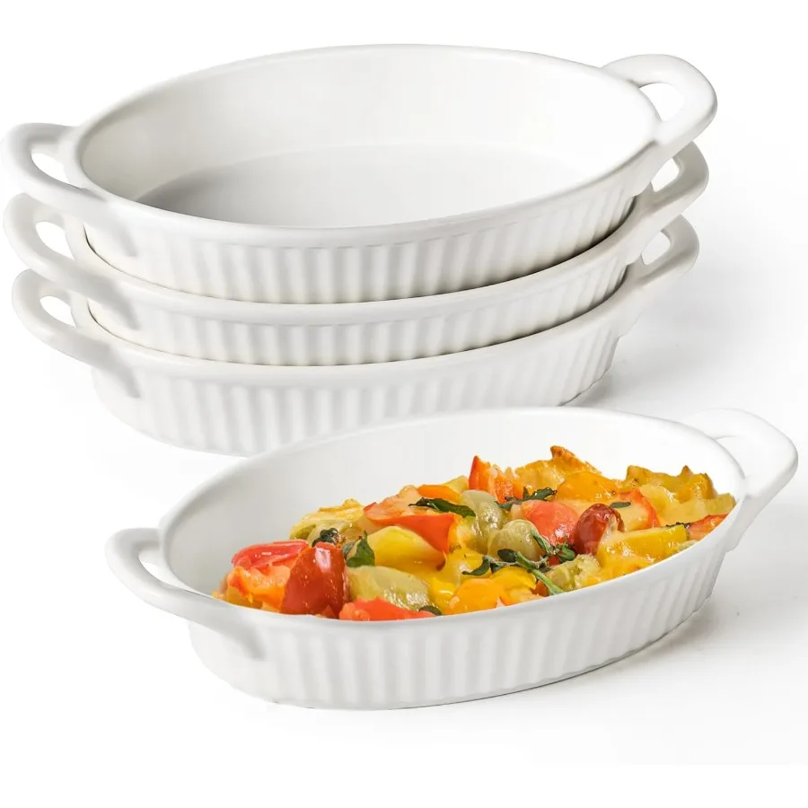 

Блюда для выпечки Au Gratin, набор керамических блюд для выпечки 9 дюймов с ручками, термостойкие, мини-посуда для запекашек для духовки, фарфоровая форма