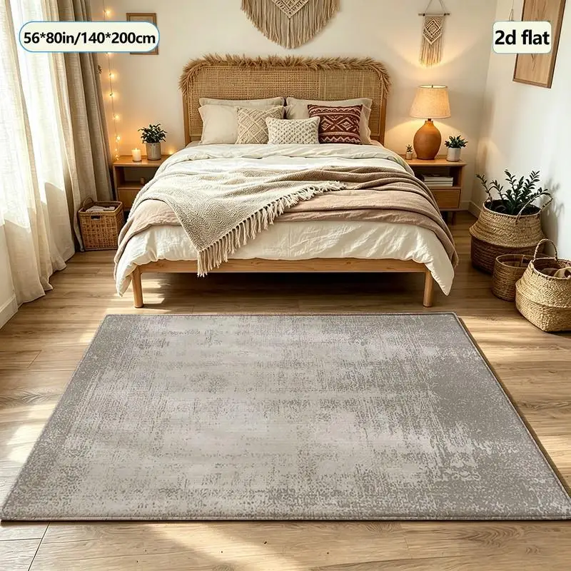 Faded Gray Vintage Distressed Brick-Patterned Carpet Floor Mat for Home Living Room