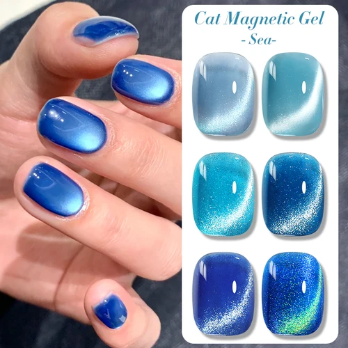 BORN PRETTY-esmalte de uñas de Gel magnético, gato marino azul, purpurina de cristal púrpura, semipermanente, barniz UV LED, 10ml