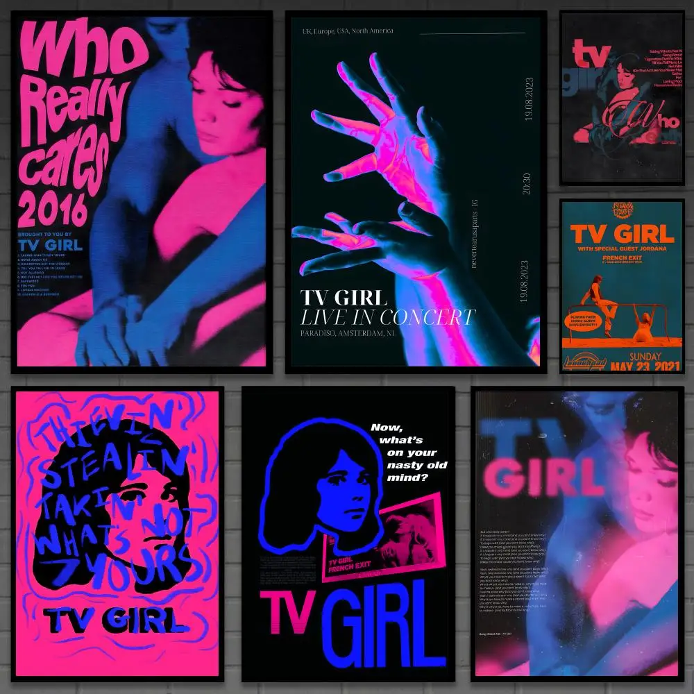 T-TV Girl Hot Band Poster Versatile HD Waterproof Wall Art Self-Adhesive Decor for Any Space Ideal Gift