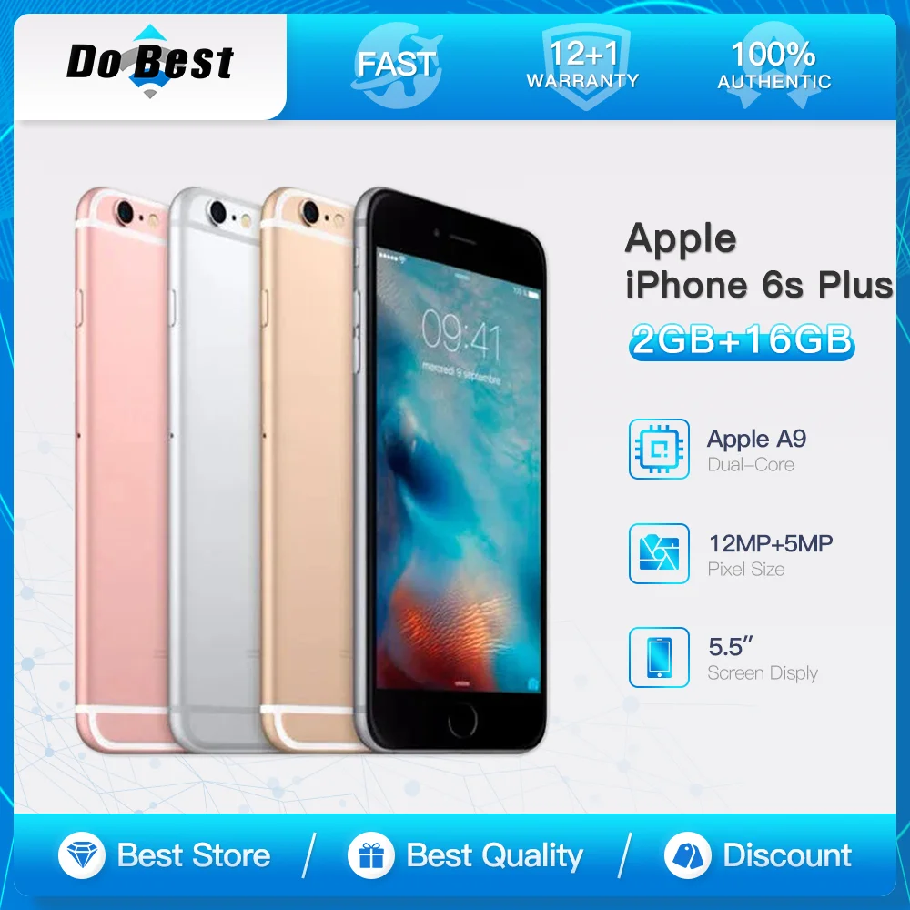 هاتف Apple iPhone 6s Plus الأصلي غير مقفول 4G LTE 5.5 بوصة IPS LCD Touch ID A9 ثنائي النواة iOS الذكي 16 جيجابايت 32 جيجابايت 64 جيجابايت 128 جيجابايت ROM