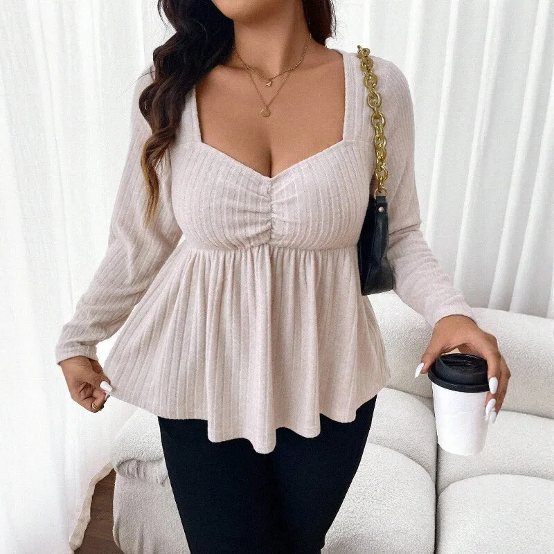 

L4XL Faion Women's plus Size irt Ladies T-irts Slim Fit Commute Sle Elastic Fiber Top Quali Ladies' Clothing