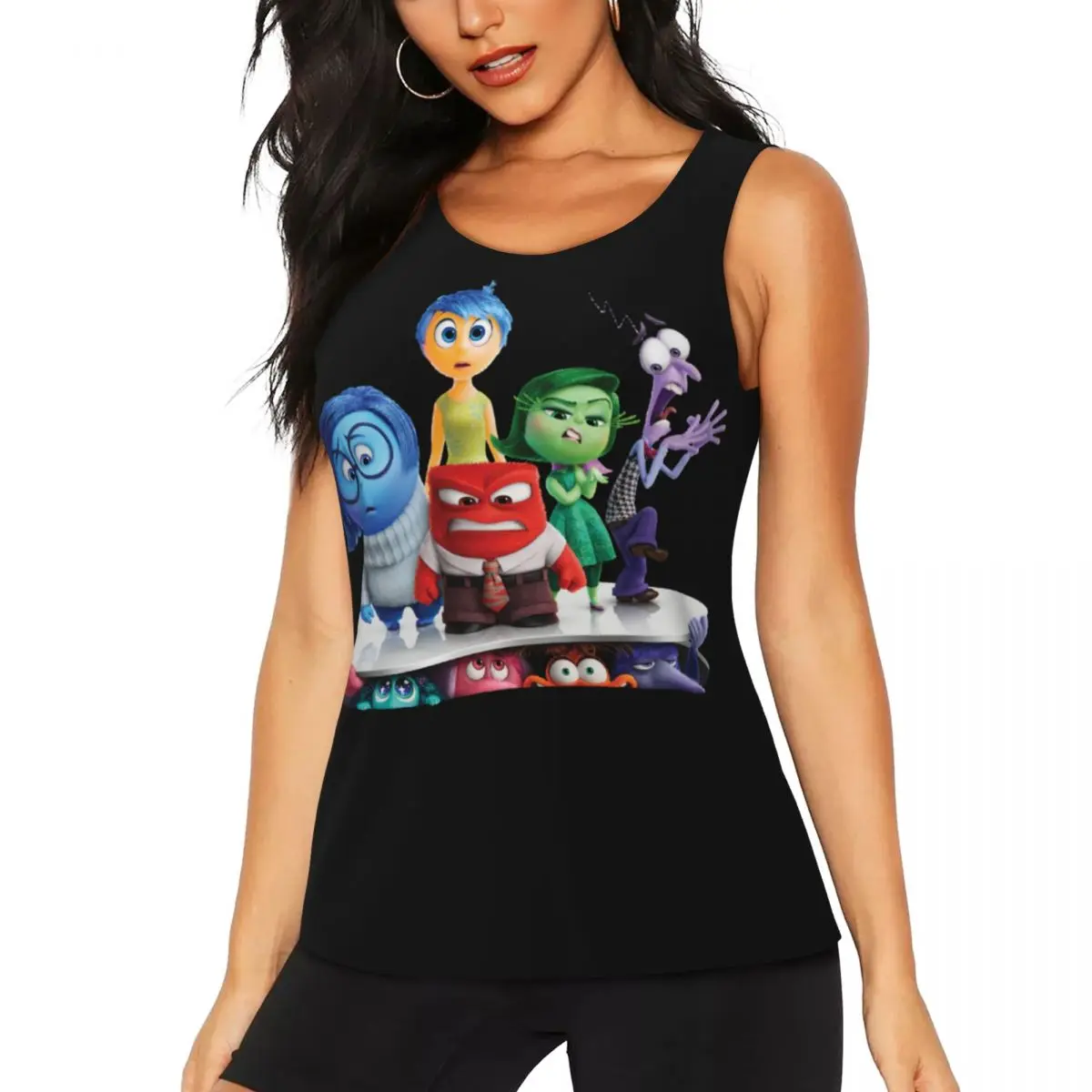 Custom Inside Out Character Shot Workout Tank Tops for Women Quick Dry Sleeveless Yoga Shirt