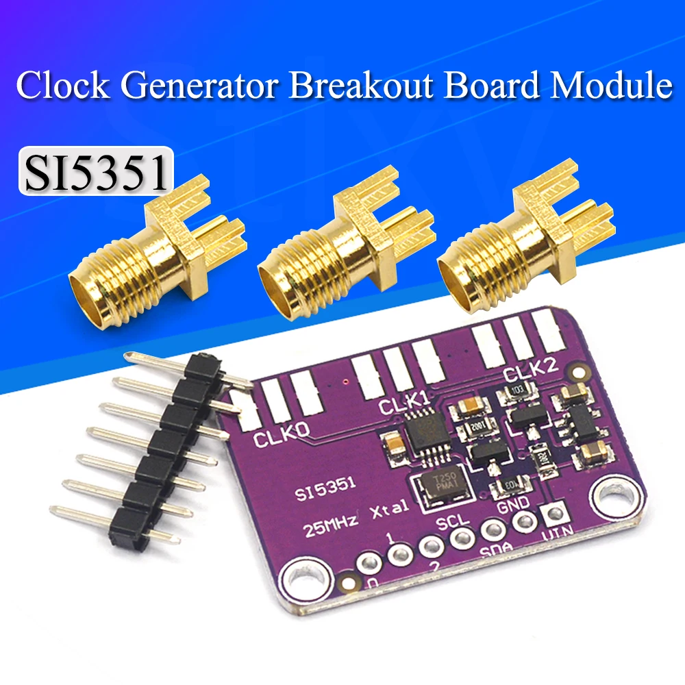 DC 3V-5V 5351 Si5351A Si5351 I2C Clock Generator Breakout Board Module Signal Generator Clock 8KHz-160MHz