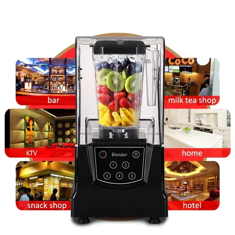 220v Smoothie Machine Commercial Milk Tea Shop Mute with Hood Soundproof Smoothie Shaved Crushed Ice Stirring Juice Cooking Mach