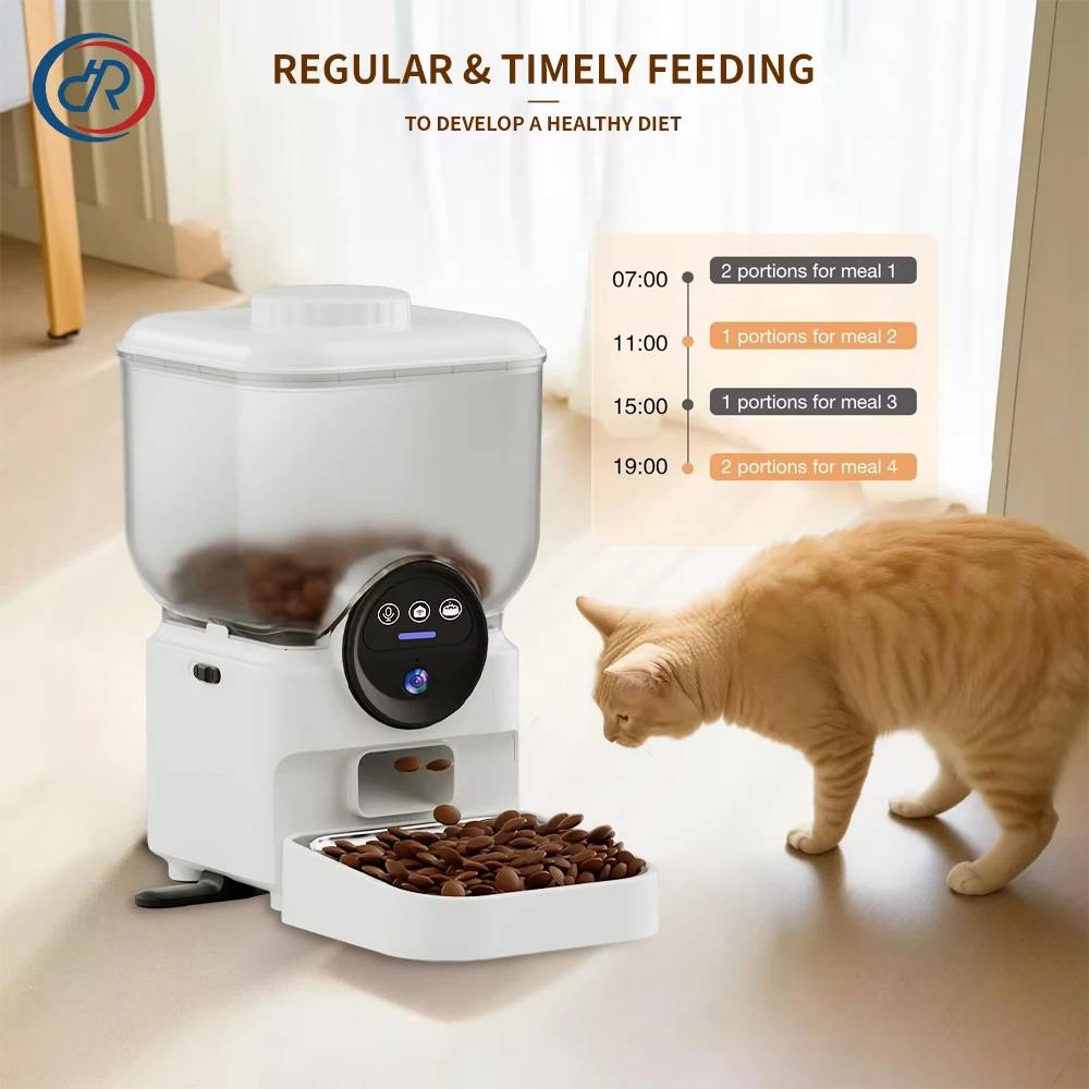 Suitable for7L WiFi Automatic Pet Feeder with Camera Rechargeable Battery Operated Smart Cat & Dog Food Dispenser Timed Feeding