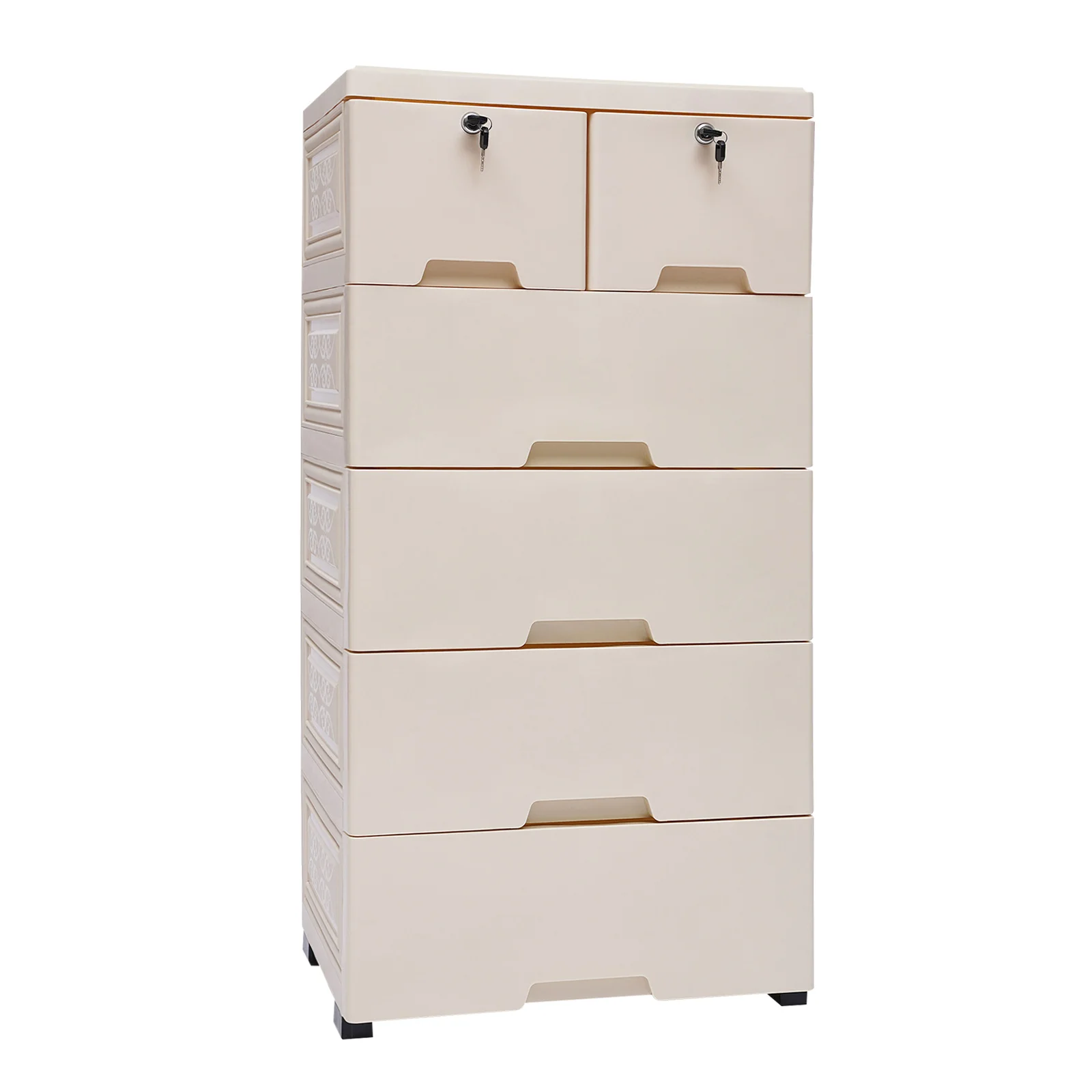 

6-Drawer Plastic Storage Dresser – Stackable Organizer with Lockable Drawers for Clothes, Toys, and Essentials