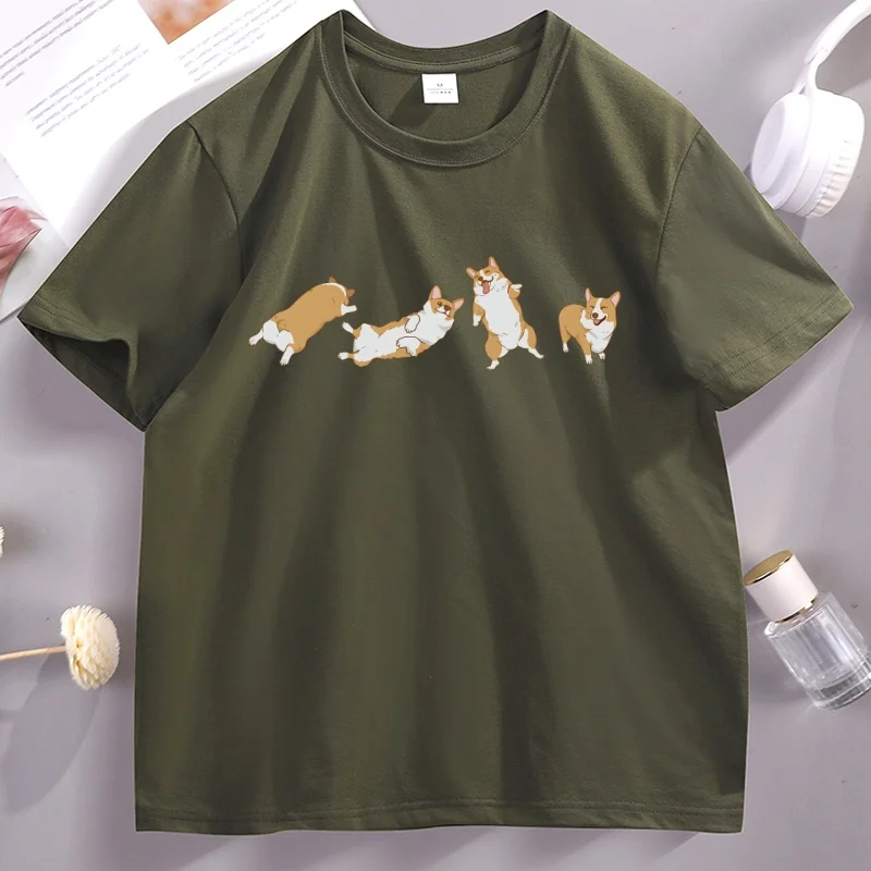 Cute Corgi Tshirt Unisex Tee Shirt Aesthetic T Shirts Dog Lover T-Shirt Funny Mothers Fathers Day Gift Dad Tee Clothing Tops