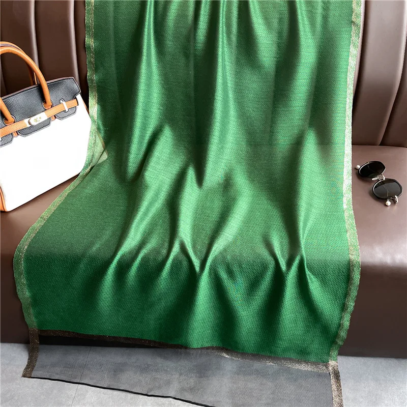 Modischer Luxus Einfarbiger Langer Seidenschal für Damen Weicher Glatter Schal Kopftuch Hijab Outdoor-Schal Langer Umhang Strandtuch – Detail 32