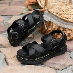 2024 New Low Heel Flat with Modern Sandals Buckle Strap Sewing Women's Shoes on Sale Fashion Solid Concise Women's Sandals