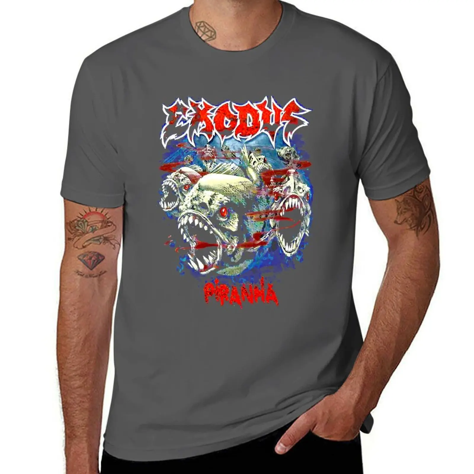 

Funny Gifts Piranha ExOdus Trending Explore Designs Exodus Long Gift For Fans T-Shirt Basic Short Sleeve Cotton Blend T-Shirt