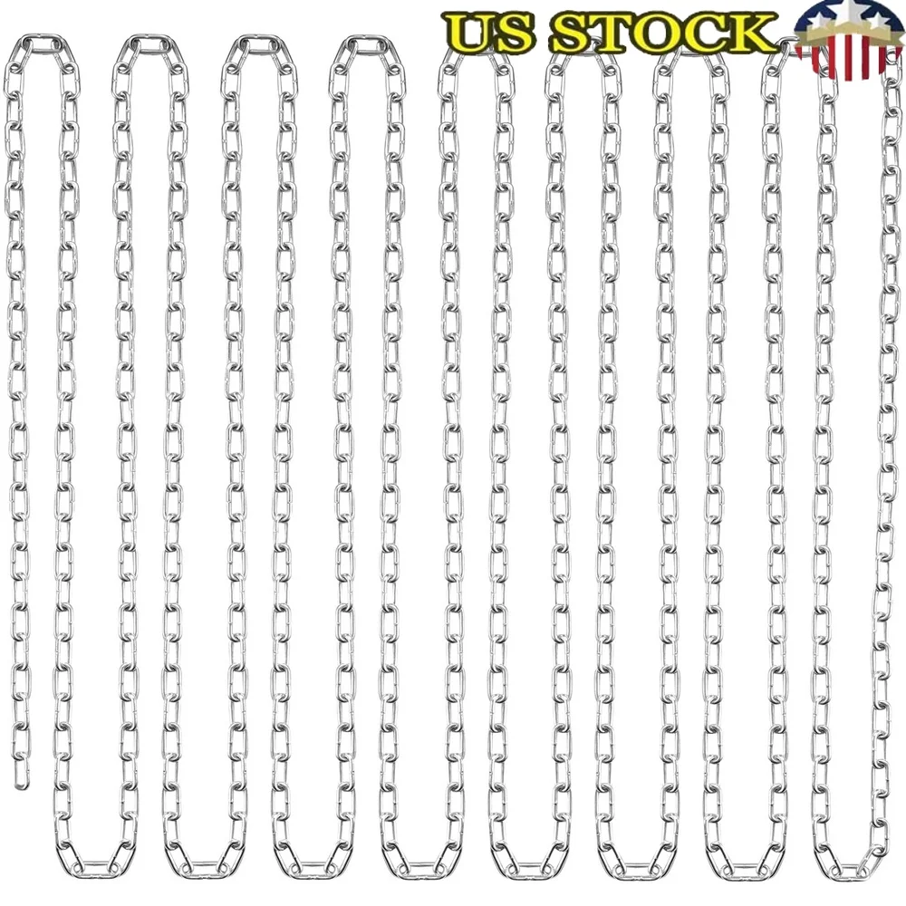 

Zinc-Coated Coil Chain 1/8 inch x 100ft Heavy-Duty Galvanized Carbon Steel with 2 Quick Links Towing Hanging and Securing
