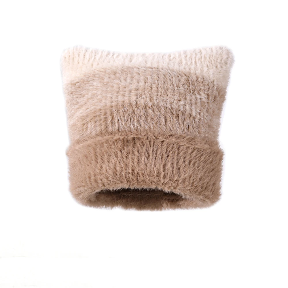 

2025 модный пуловер с постепенным изменением цвета, шапка-бини, осень-зима, теплая индивидуальная вязаная шапка с кошачьими ушками для отдыха, женские шапки