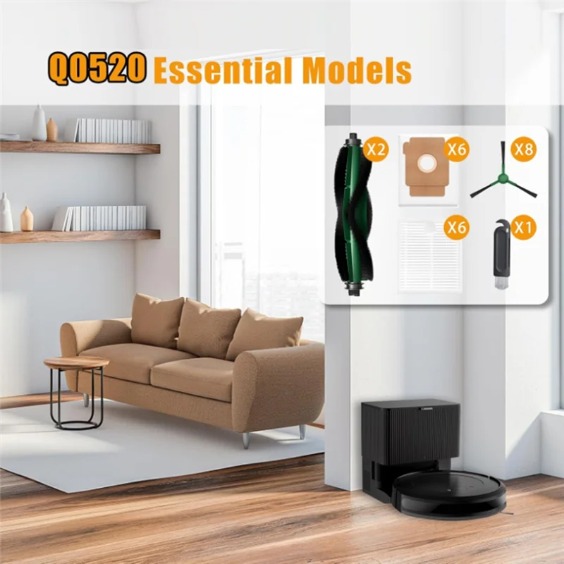 

A05G-For Irobot Roomba 2 Q0520 Essential Vacuum Cleaner Accessories Roller Side Brush Filter Mop Pad Dust Bag