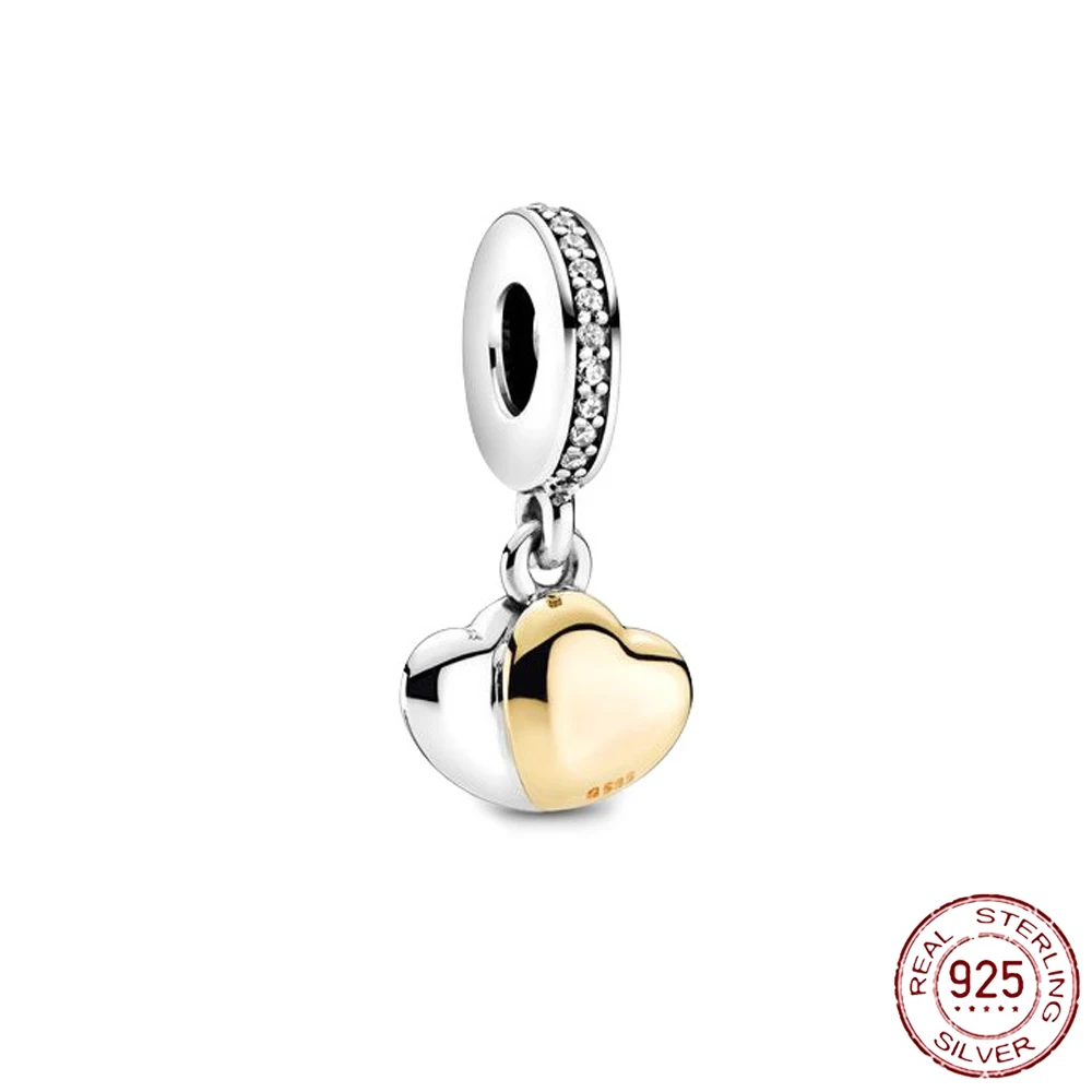 Cuentas de plata de ley 925 con alas de Ángel, dijes de corazón de Cisne de amor compatibles con pulseras Pandora originales, regalo de joyería DIY para mujer