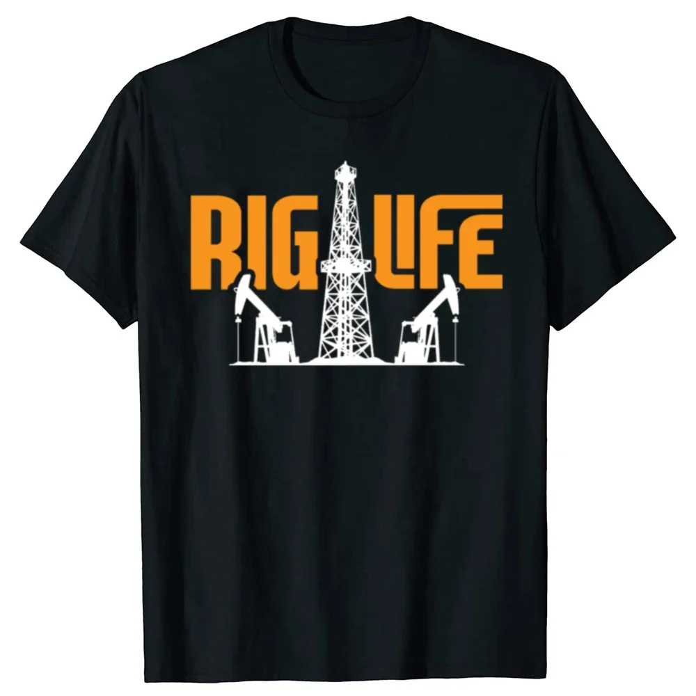 

Oil Rig Life Drilling Derrick Pumpjack Graphic Tee Men Women Cotton Short Sleeve T-Shirt