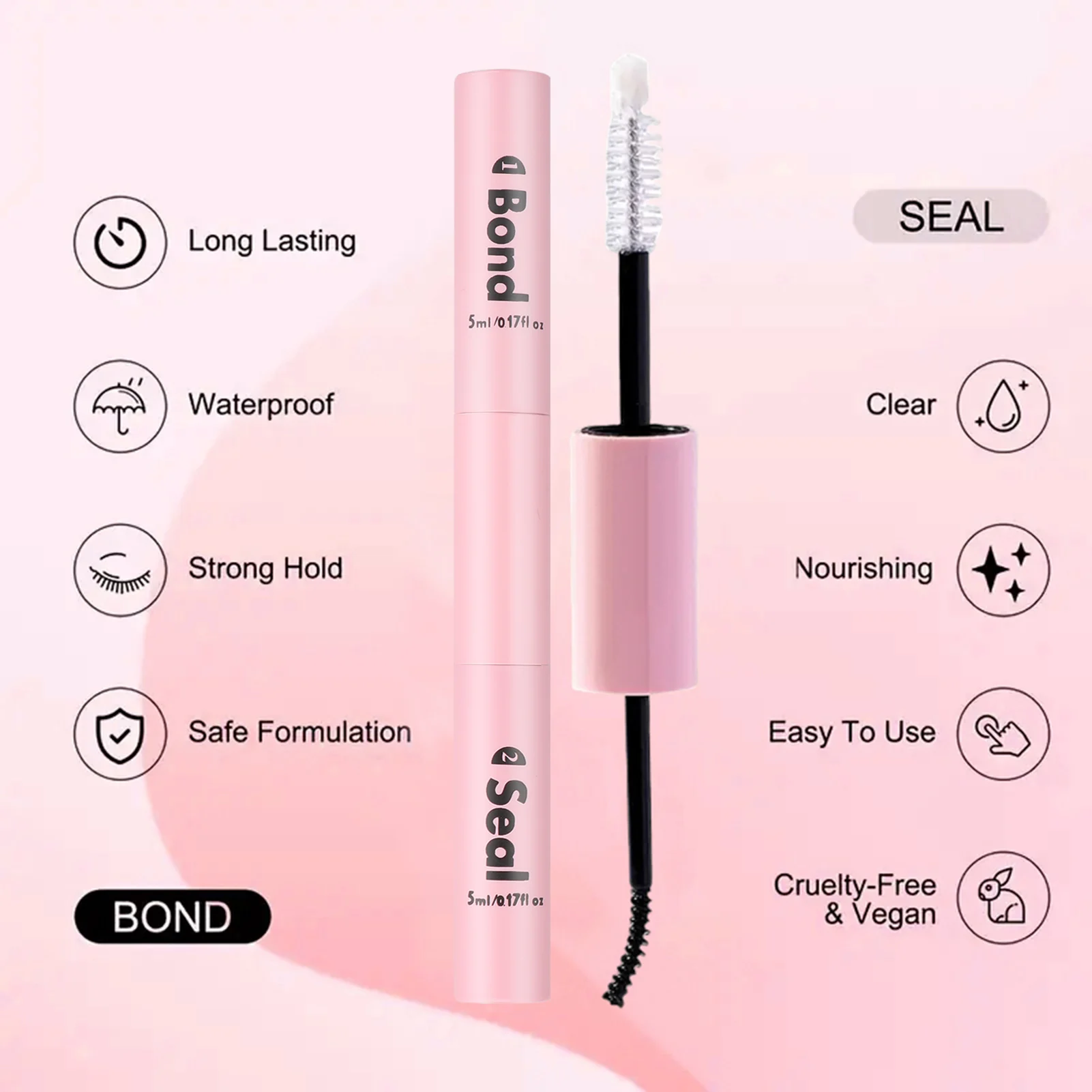 10Ml Lash Binding En Afdichting Valse Wimper Sterke Hold Diy Lash Extensie Dubbele Kop Eye Black Lijm Lash Applicatie Schoonheid Make-Up