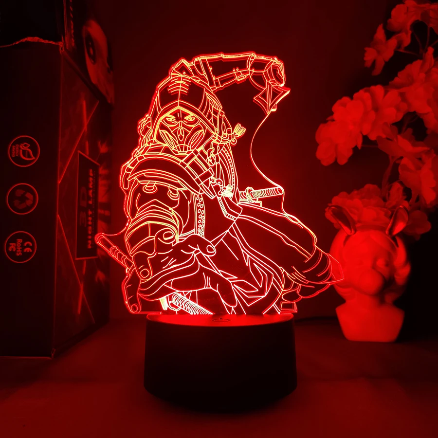 Scorpion Zero Sub Mortal Kombat Nightlight 3D ภาพลวงตาเกม Backlight Super Cool Gamer ตกแต่งตารางโคมไฟการตั้งค่า LED RGB โคมไฟ