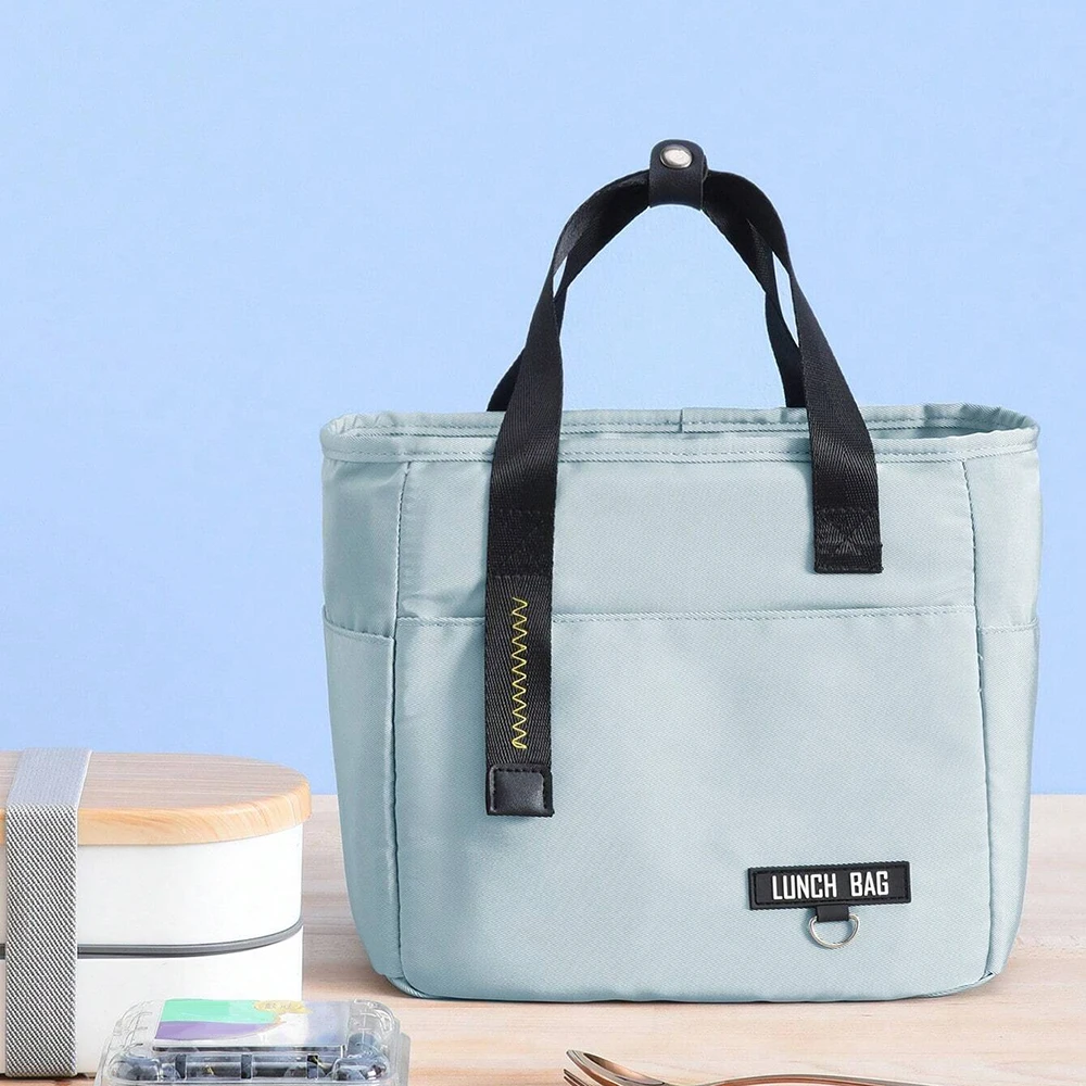 Mode Einfarbig Tragbare Lunch Box Kinder Erwachsene Große Kapazität Isolierte Wasserdichte Mittagessen Tasche Bento Tasche Schule Lebensmittel Lagerung Ba
