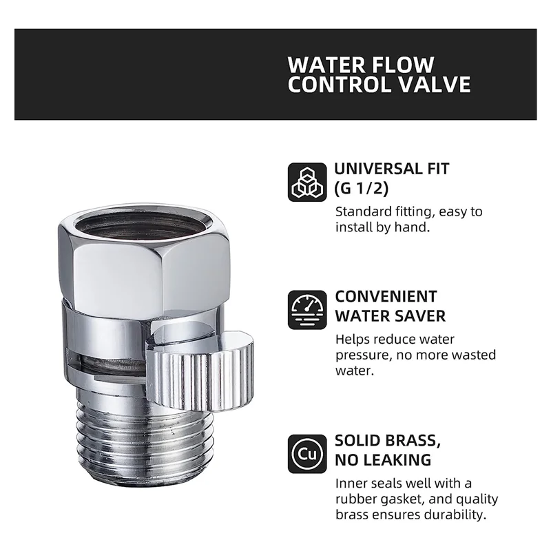 Запорный клапан для душа, клапан регулирования потока душа G1/2, регулятор давления потока для ручного душа, биде, распылитель