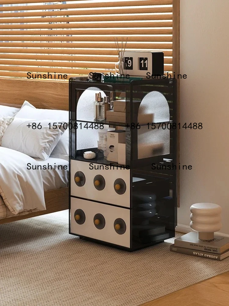 

TS Light luxury acrylic retro dining side cabinet small apartment living room storage drawer chest