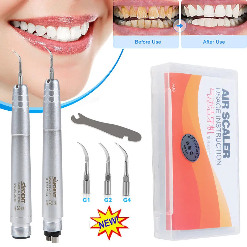 

Nsk Style Dental Ultrasonic Air Perio Scaler Handpiece Hygienist 2/4 Holes with 3 Tips G1 G2 G4