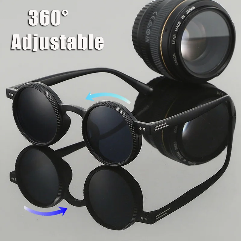

Round Frame 360° Rotating Adjustable Polarized Sunglasses Outdoor UV400 Shades Eyewear Classic Popular Men Protective Glasses