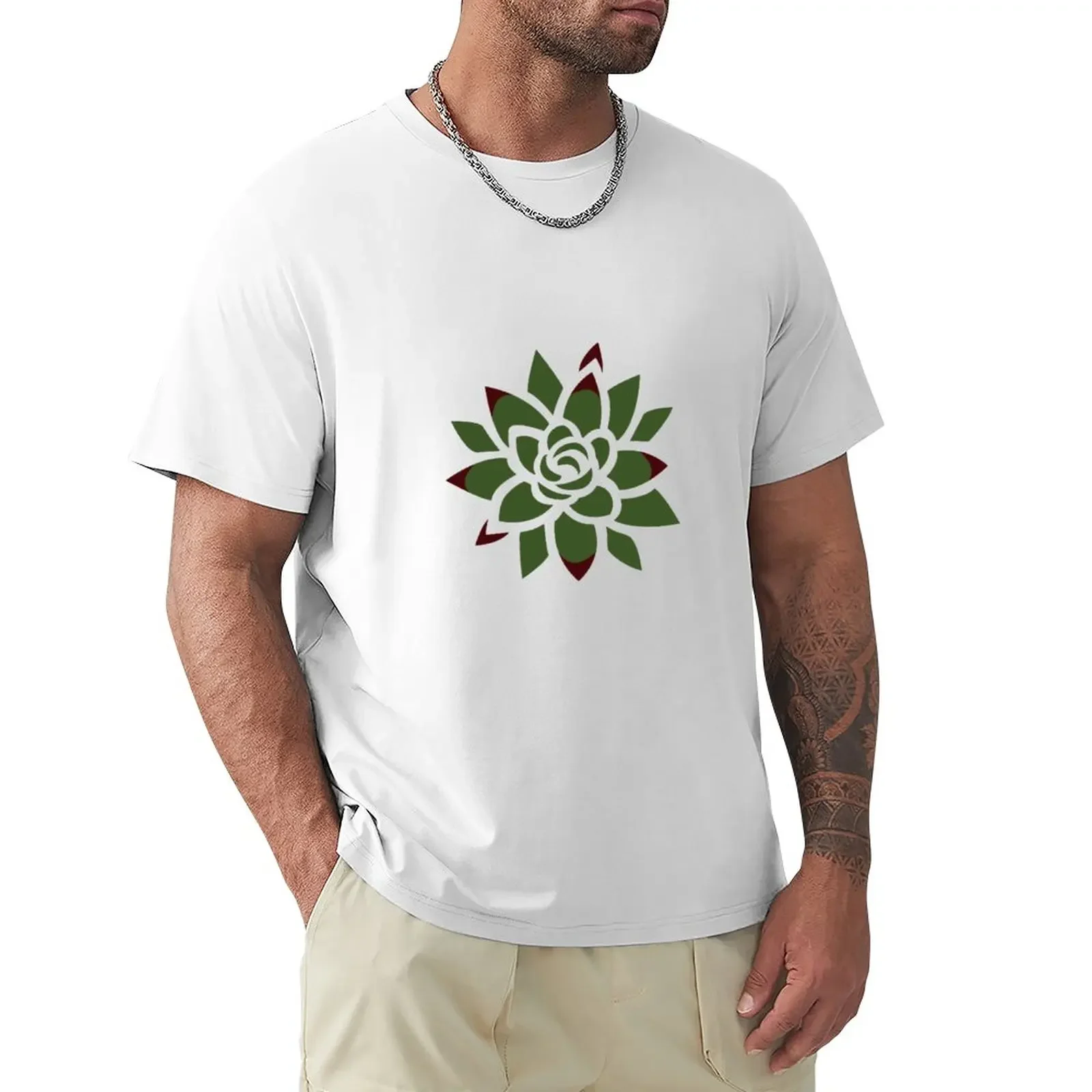 Echeveria Succulent Abstract Illustration - Simple Cactus Drawing T-Shirt anime mens t shirt graphic