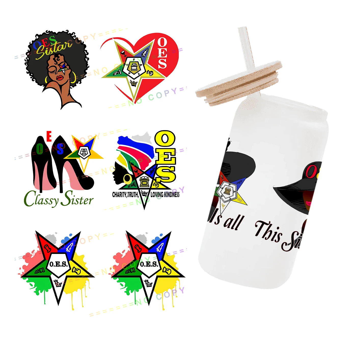 

Hot Sorority 11x24cm Eastern Stars Cup Wrap Sticker For Libbey 16oz Can Glass 3D Waterproof UV DTF Coffee Cup Sticker Libbey
