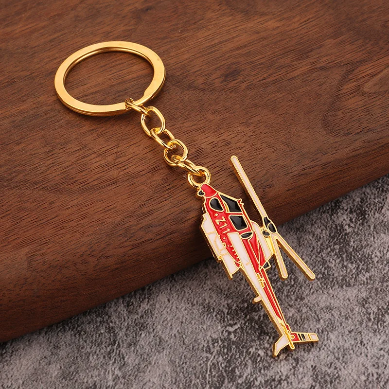 Helicopter key chain metal Keychain Car Key Chain aircraft modeling Key Ring Birthday Gift For Man Women