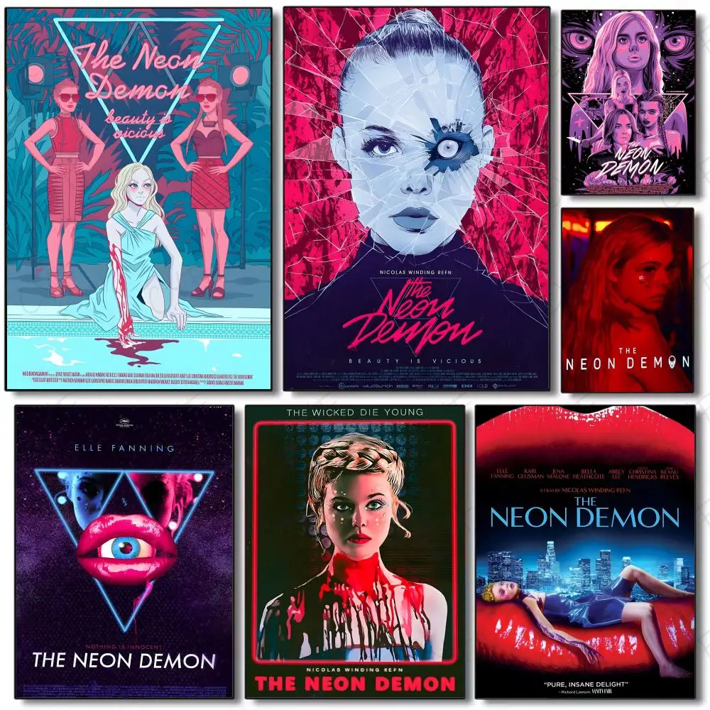 Stilvolles dunkles psychedelisches Filmplakat „The Neon Demon“ – Wandkunst für Wohnzimmer, Heimdekoration und Geschenke