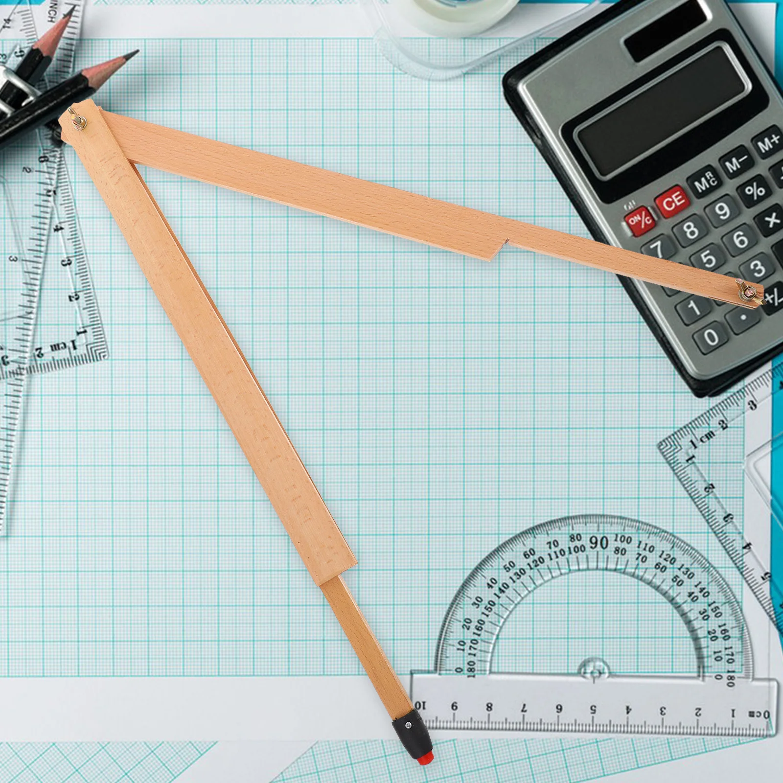 Wood Blackboard Compass Whiteboard Geometry Drawing Tool Multifunctional Math Teaching Aid For Classroom Outdoor Use