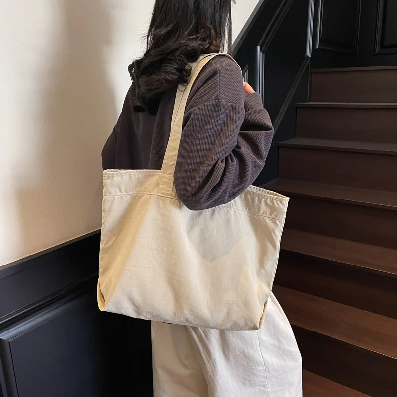 Japanische Canvas Damen Schulter-Shopper-Tasche, Studentinnen-Büchertasche, 2026 Große Schlichte Modische Baumwoll-Stofftasche für Frauen