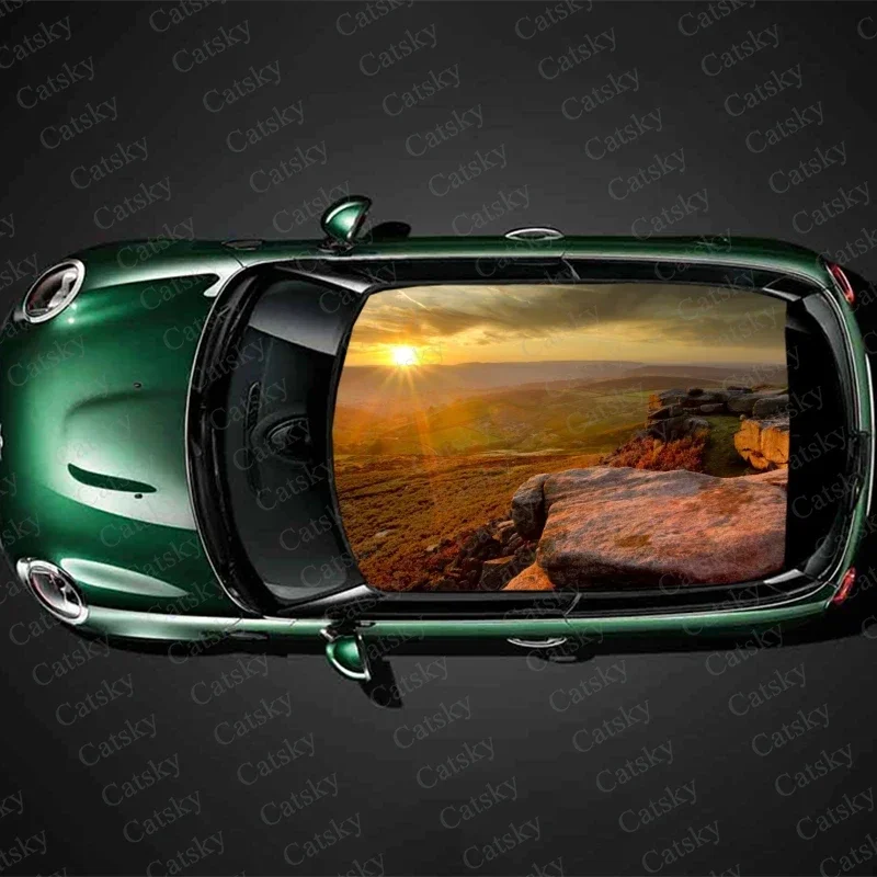 

Beauty Sunrise Scenery Car Roof Sticker Decoration Film Car Decal Hood Vinyl Sticker Graphic Wrap Car Protect Accessories Gift