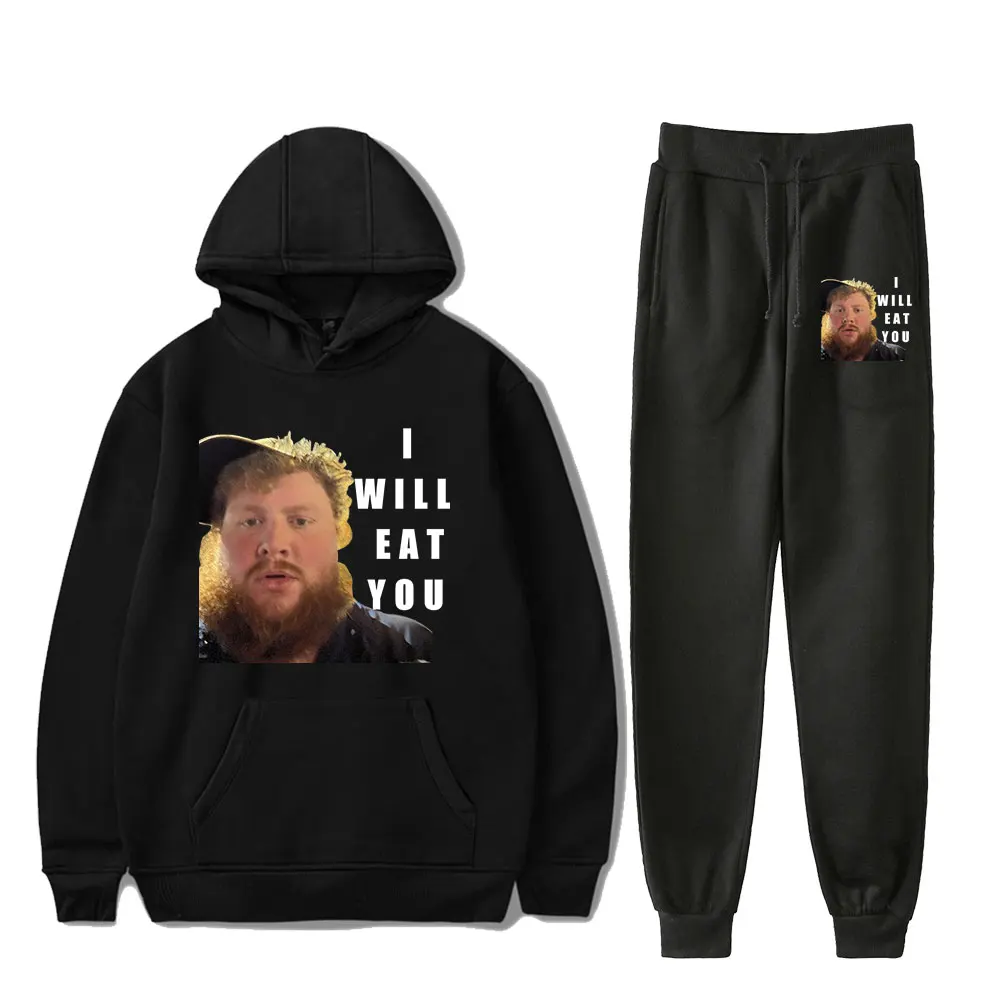 Caseoh I Will Eat You Vintage 90s PULLOVER Fashion Merch Hoodies Set Men Women Hoodies Pants Two-Piece Pullover Sports