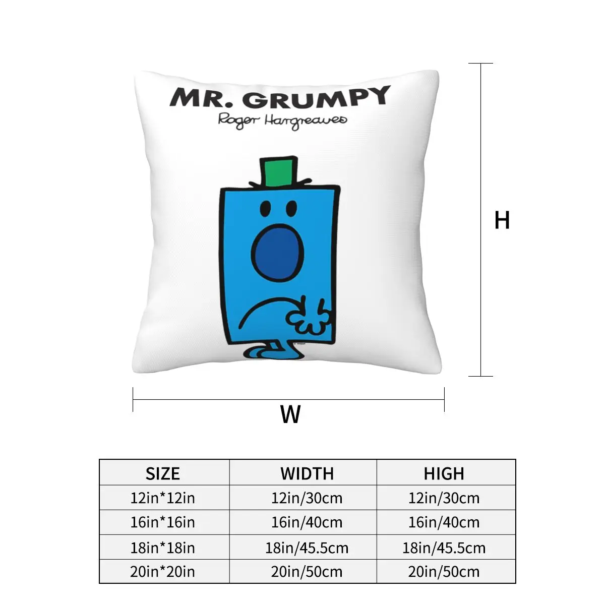 Mr. Grumpy Square Pillowcase Pillow Cover Cushion Decor Comfort Throw Pillow for Home Living Room