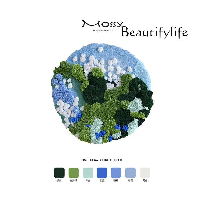 X Handmade Light Luxury Carpet High-end Living Room Coffee Table Moss Floor Mat Wool Round Bedside Carpet Art