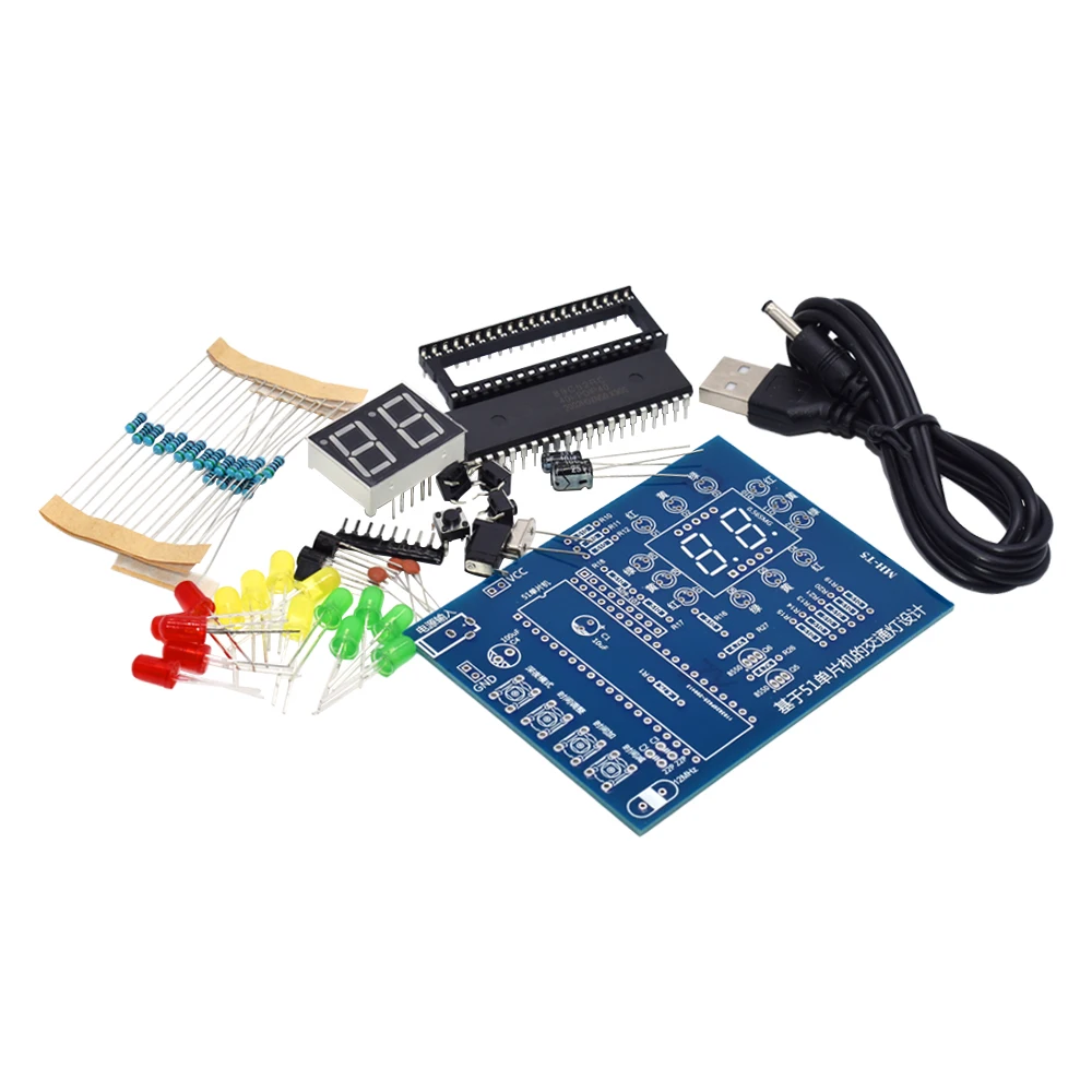 Electromechanical Skills Training Contest STC89C52 Chip Microcomputer Traffic Light Controller Electronic DIY Kit