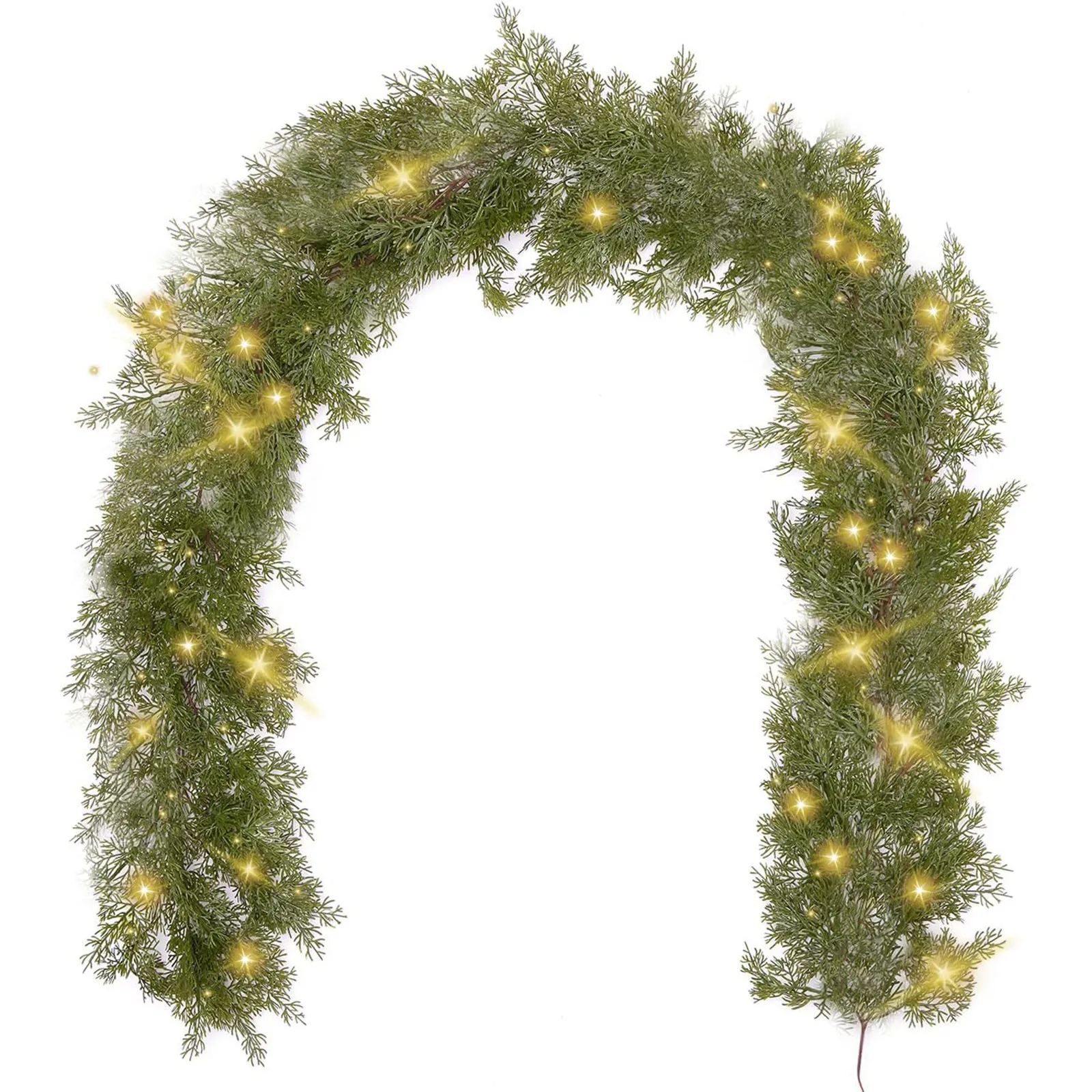 6ft Simulated Plant Christmas Decor Simulation Pine and Cypress Decoration Rattan With 30 LED Light Green Rattan Ornaments