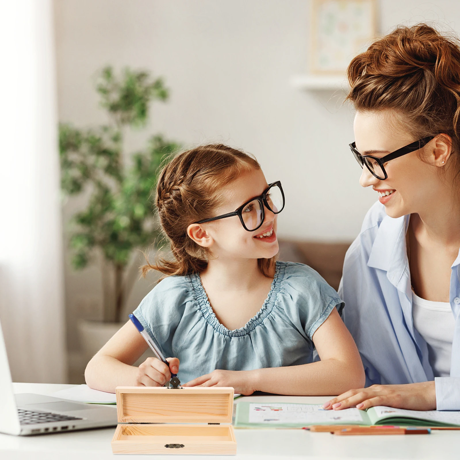 

Wooden Pencil Case with Lock Natural Unpainted Box for DIY Customization Perfect As Marker Organizer Paintbrush Storage