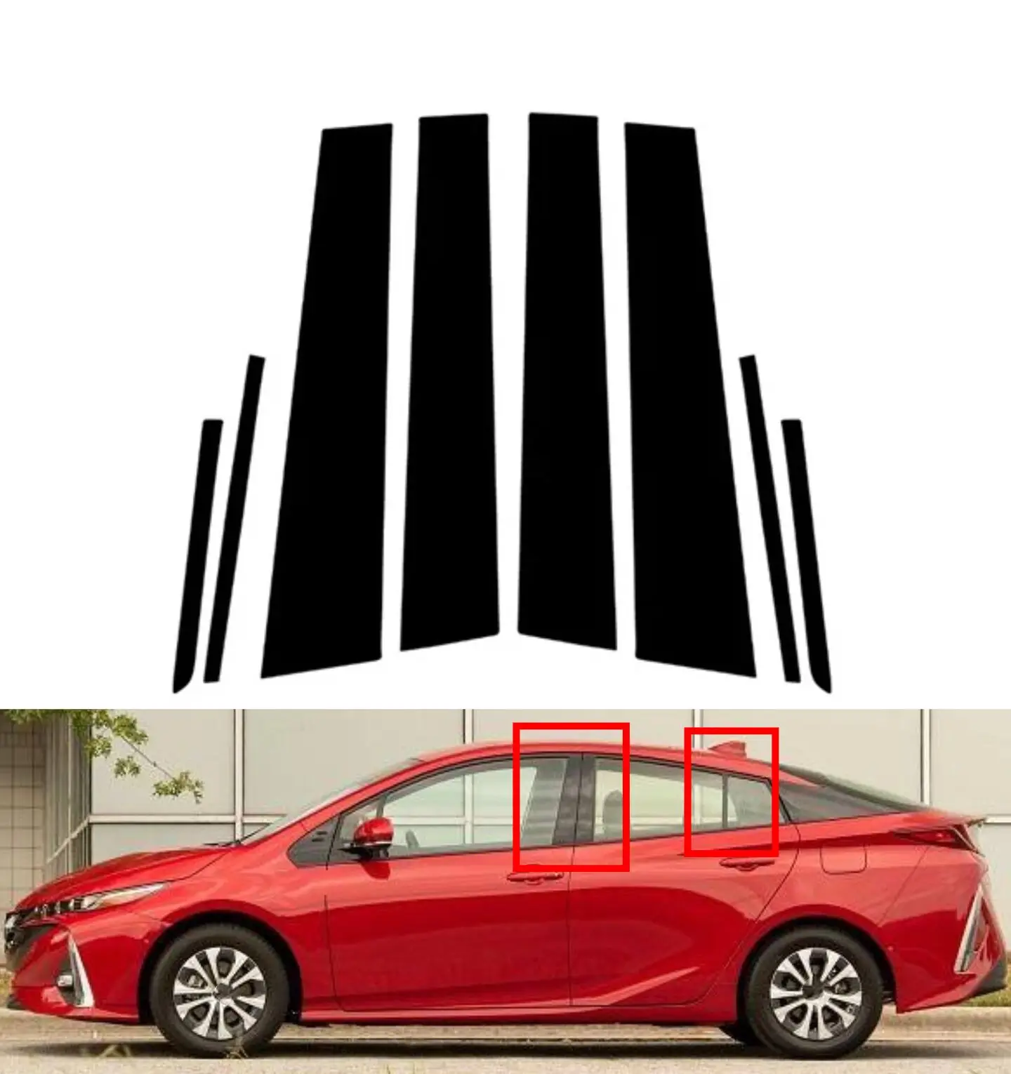 

8Pcs Gloss Black Pillar Post Fit For Toyota Prius 2016 2017 2018 2019 2020 2021 2022 Door Decor Window Colum BC Cover Trim