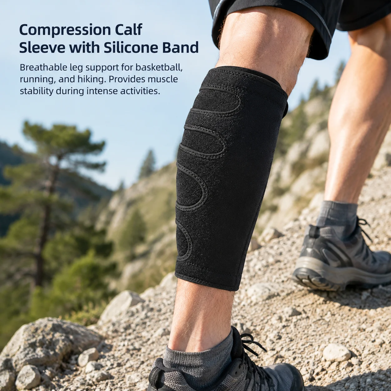 1Pair Breathable Calf Sleeves Perforated Elastic Compression Leg Support for Men Women Basketball Running Hiking Training Gear