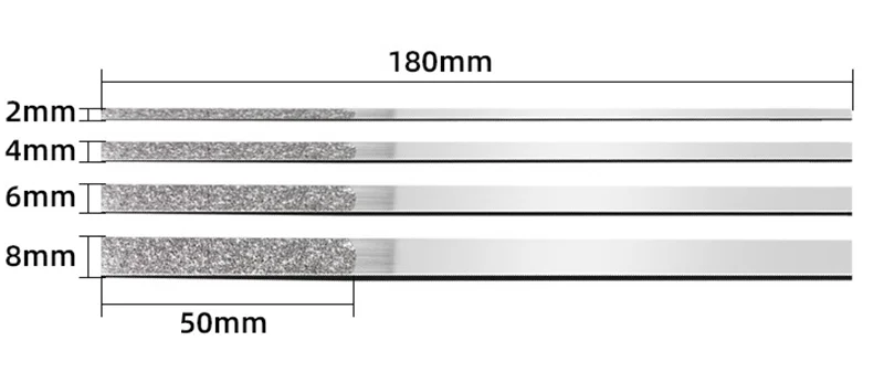 Diamant-Polierfeilen-Set, 12-teilig, CF-400, ultradünne, flache Feile, DIY-Handwerkzeuge, 180 mm, Körnung 150 # 200 # 400 # für Metallkeramik – Detail 7