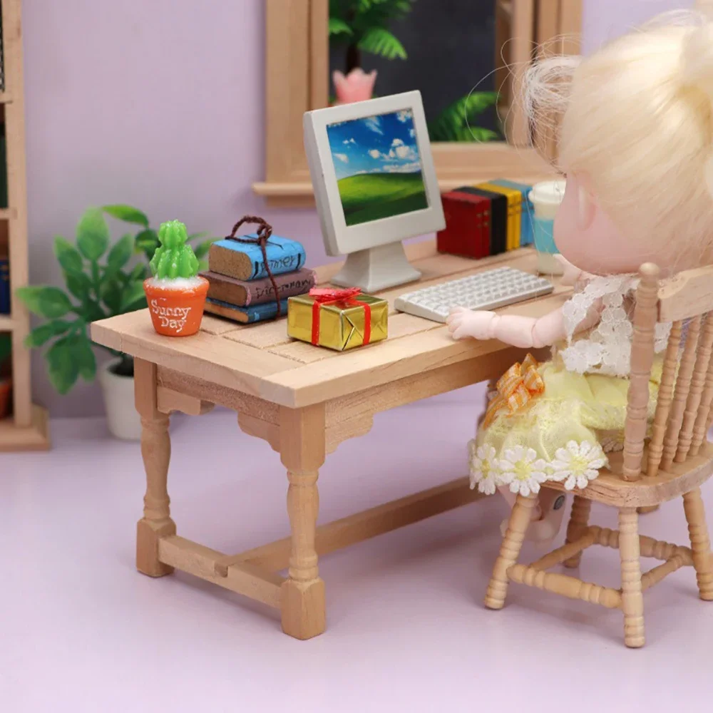1/12 Puppenhaus Miniatur Holztisch Mini Schreibtisch Möbel Modell Spielzeug für Puppenhaus Zubehör Dekoration ob11 bjd