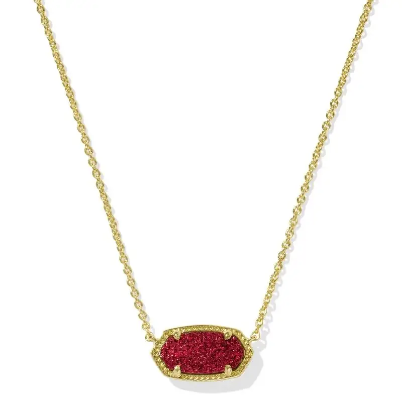 

YEEVAA Geometric Bright Red Drusy Pendant Necklace for Women, Fashion Jewelry, Unique Gifts