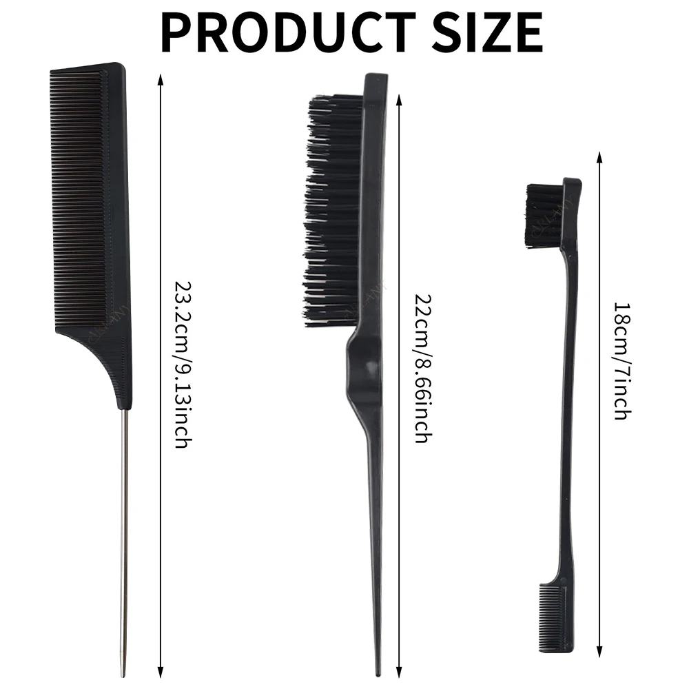 Hairdressing Hair Comb Kit Double Sided Edge Control Hair Styling Brush Barber Salon Makeup Accessories Tail Comb for Women Girl