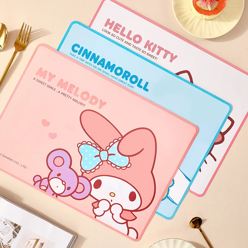 Cute Cartoon Kitty Cinnamoroll Melody Table Mat Placemat Pp Insulation Pads Anti-Scald Waterproof Oil-Proof Household Tableware