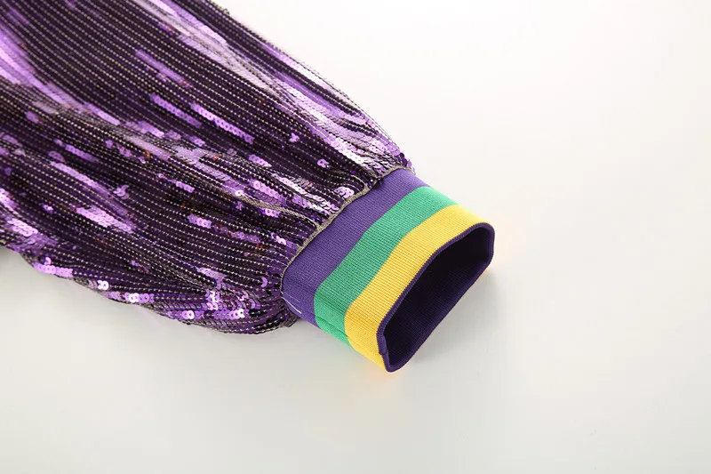 2025 خريف موضة جديدة الترتر شرابة المرأة سترة بأكمام طويلة عادية البيسبول طوق معطف الإناث