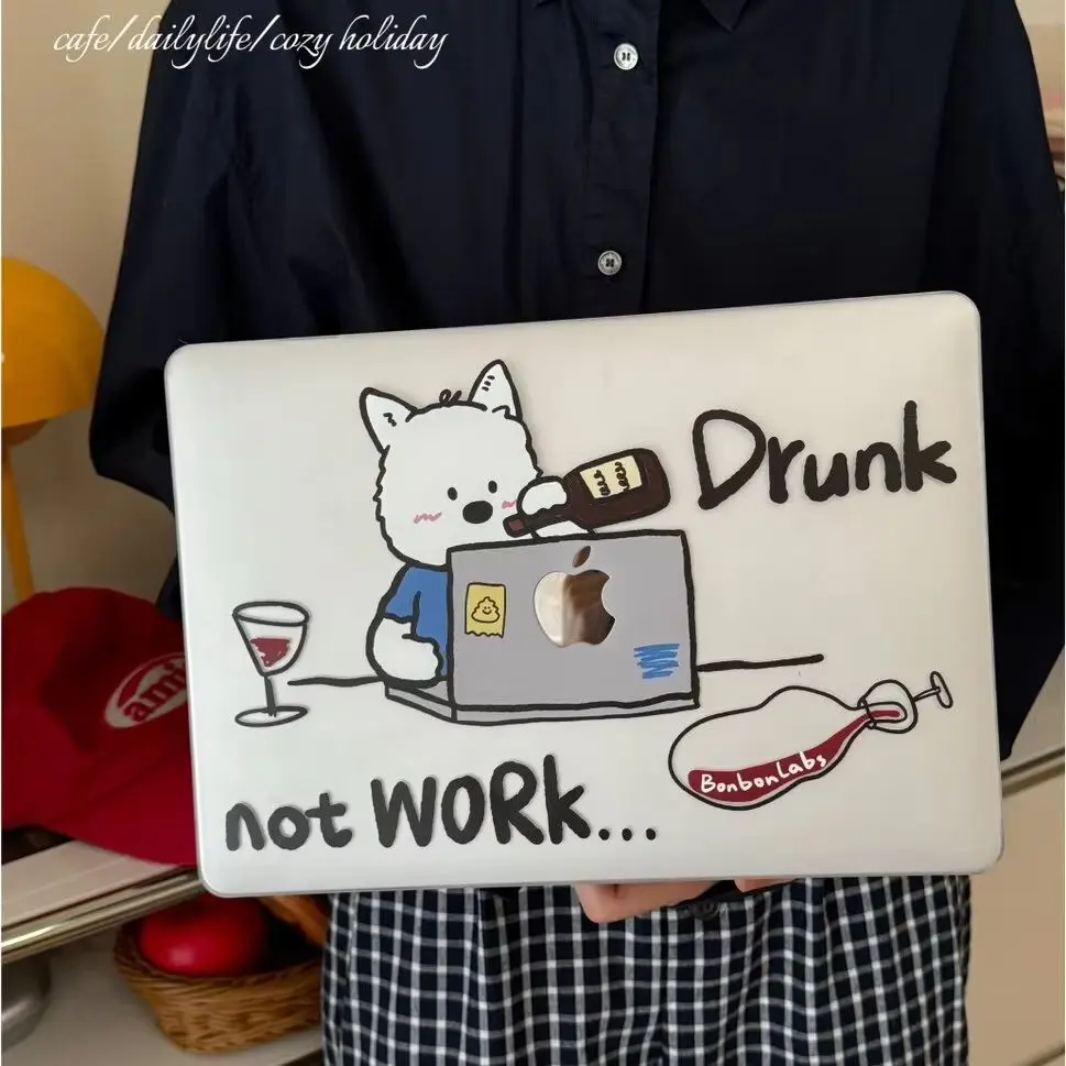 Drunk Puppy Dog Crystal Laptop Case For Macbook Air 13.6 M4 NEO 15 M3 Hard Cover For Mac Book Pro 13 M1 M2 14 M4 M5 16 Cover